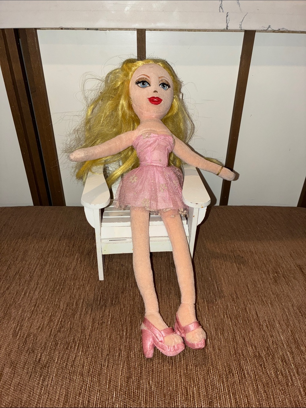 2007 Ty Pink Plush Fashion Doll with Blonde Hair